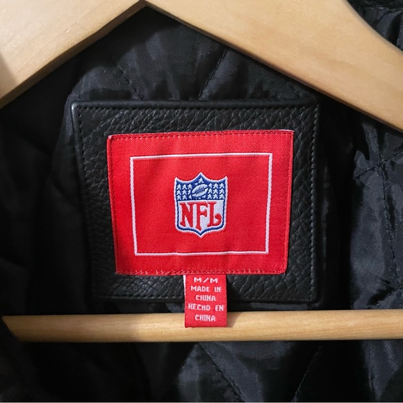 RARE NFL Tampa Bay Buccaneers Wool Leather Varsity Jacket Black Red Size Men Med - Picture 9 of 10